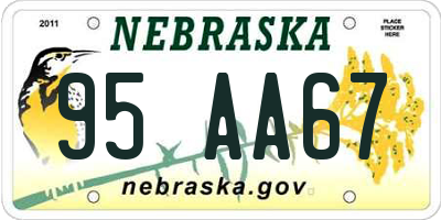 NE license plate 95AA67
