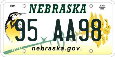 NE license plate 95AA98