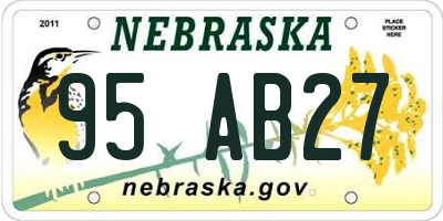 NE license plate 95AB27