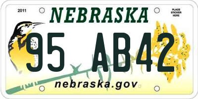 NE license plate 95AB42