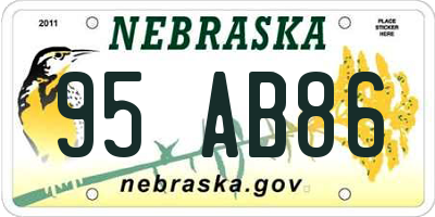 NE license plate 95AB86