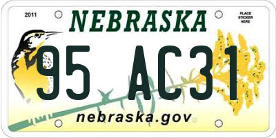 NE license plate 95AC31