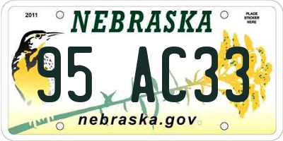 NE license plate 95AC33