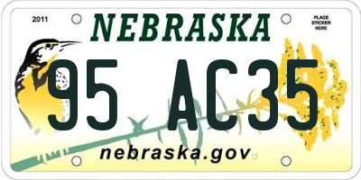 NE license plate 95AC35