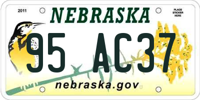 NE license plate 95AC37