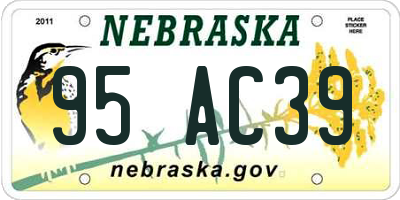 NE license plate 95AC39