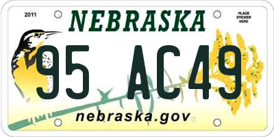 NE license plate 95AC49