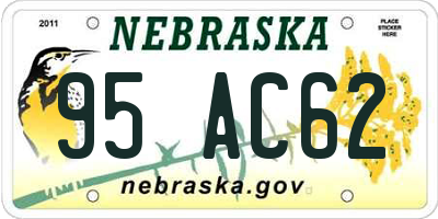 NE license plate 95AC62