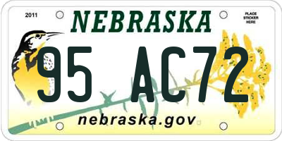 NE license plate 95AC72