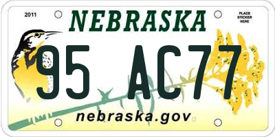NE license plate 95AC77