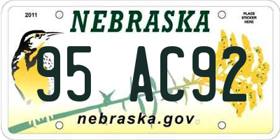 NE license plate 95AC92