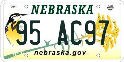 NE license plate 95AC97