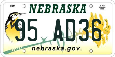NE license plate 95AD36