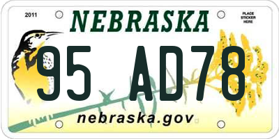 NE license plate 95AD78