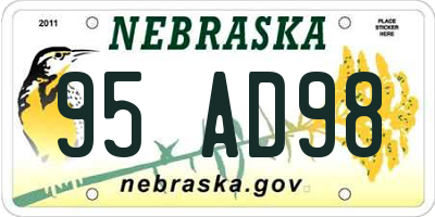 NE license plate 95AD98