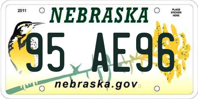 NE license plate 95AE96