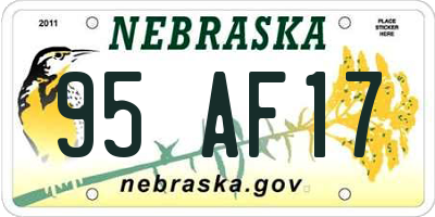NE license plate 95AF17