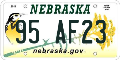 NE license plate 95AF23