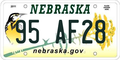 NE license plate 95AF28