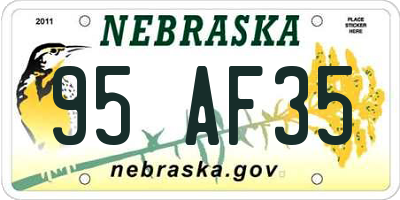 NE license plate 95AF35