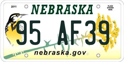 NE license plate 95AF39