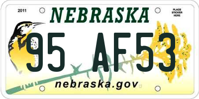 NE license plate 95AF53