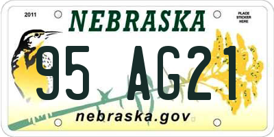 NE license plate 95AG21