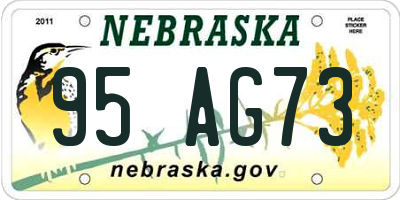 NE license plate 95AG73