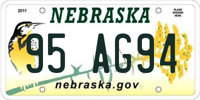 NE license plate 95AG94