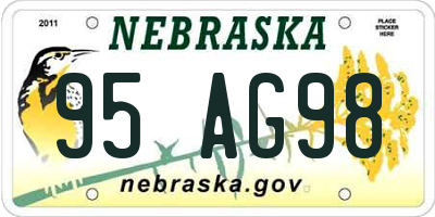 NE license plate 95AG98