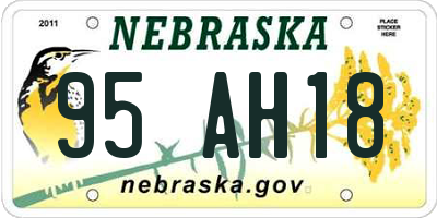 NE license plate 95AH18