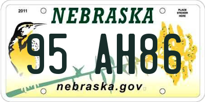 NE license plate 95AH86