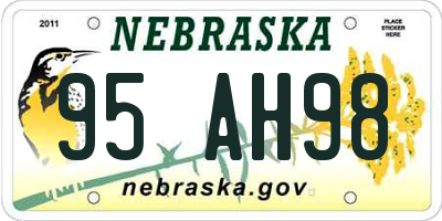 NE license plate 95AH98