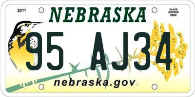 NE license plate 95AJ34