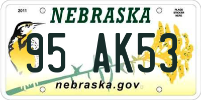 NE license plate 95AK53