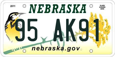 NE license plate 95AK91