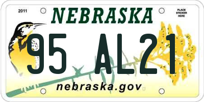 NE license plate 95AL21