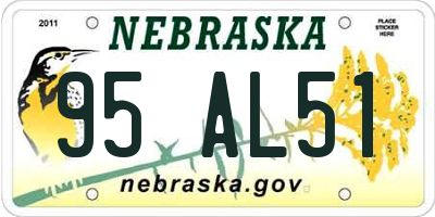 NE license plate 95AL51