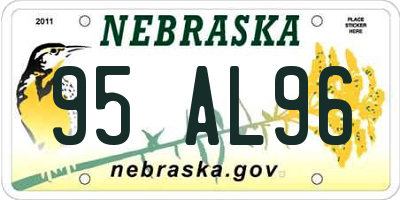 NE license plate 95AL96