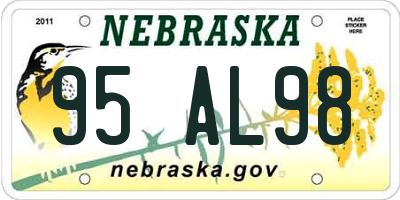 NE license plate 95AL98