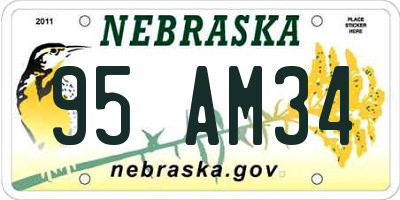NE license plate 95AM34