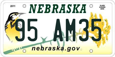 NE license plate 95AM35