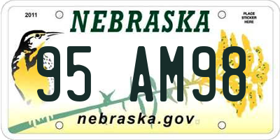 NE license plate 95AM98