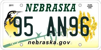 NE license plate 95AN96