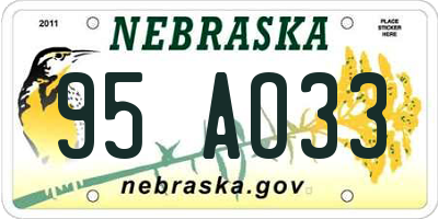 NE license plate 95AO33