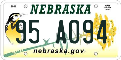 NE license plate 95AO94