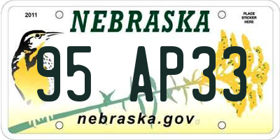 NE license plate 95AP33