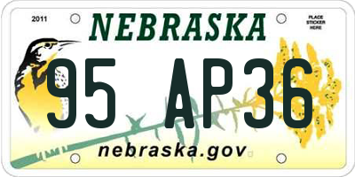 NE license plate 95AP36