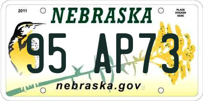 NE license plate 95AP73
