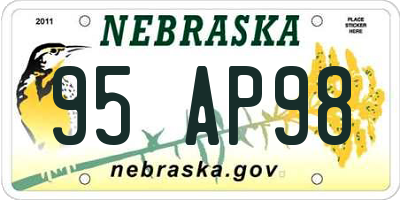 NE license plate 95AP98